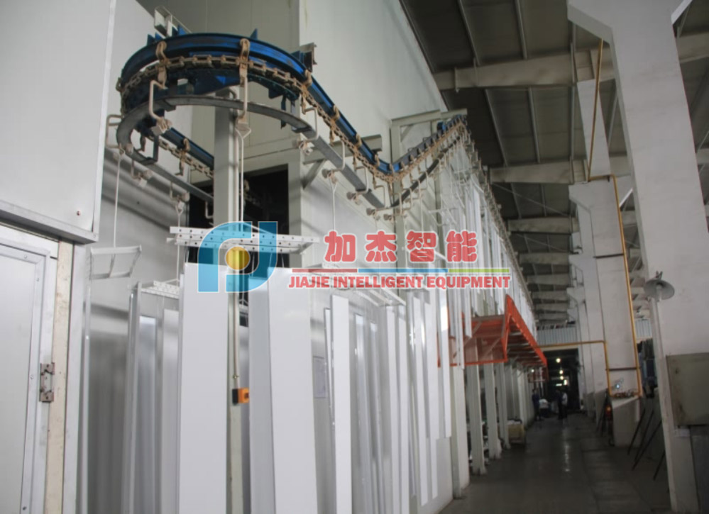 Powder coating of complete sets of equipment